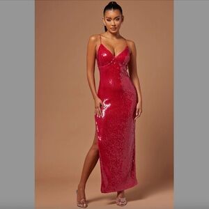 NWT Fashion Nova NovaLuxe Delanie Sequin Gown in fuchsia